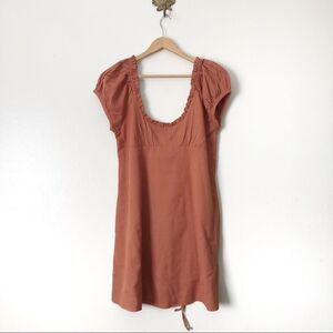 Free People Brown Peasant Midi Dress with belt Size Small NWOT